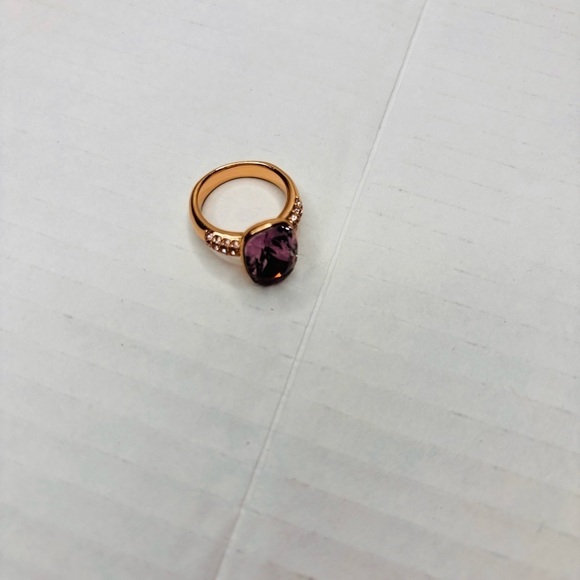 SWAROVSKI Amethyst Crystal Gold Ring Size 6 - Picture 7 of 8